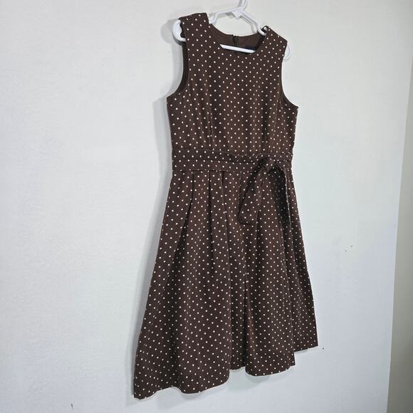 Mini Boden Brown Polka Dot Girls Dress. Size 7-8 - Picture 4 of 10